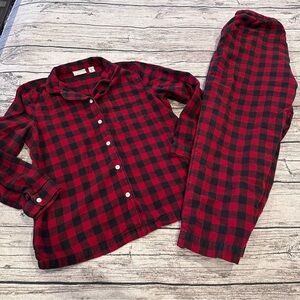 LL Bean Women’s Red & Black Buffalo Plaid Flannel Pajama Set Size Small